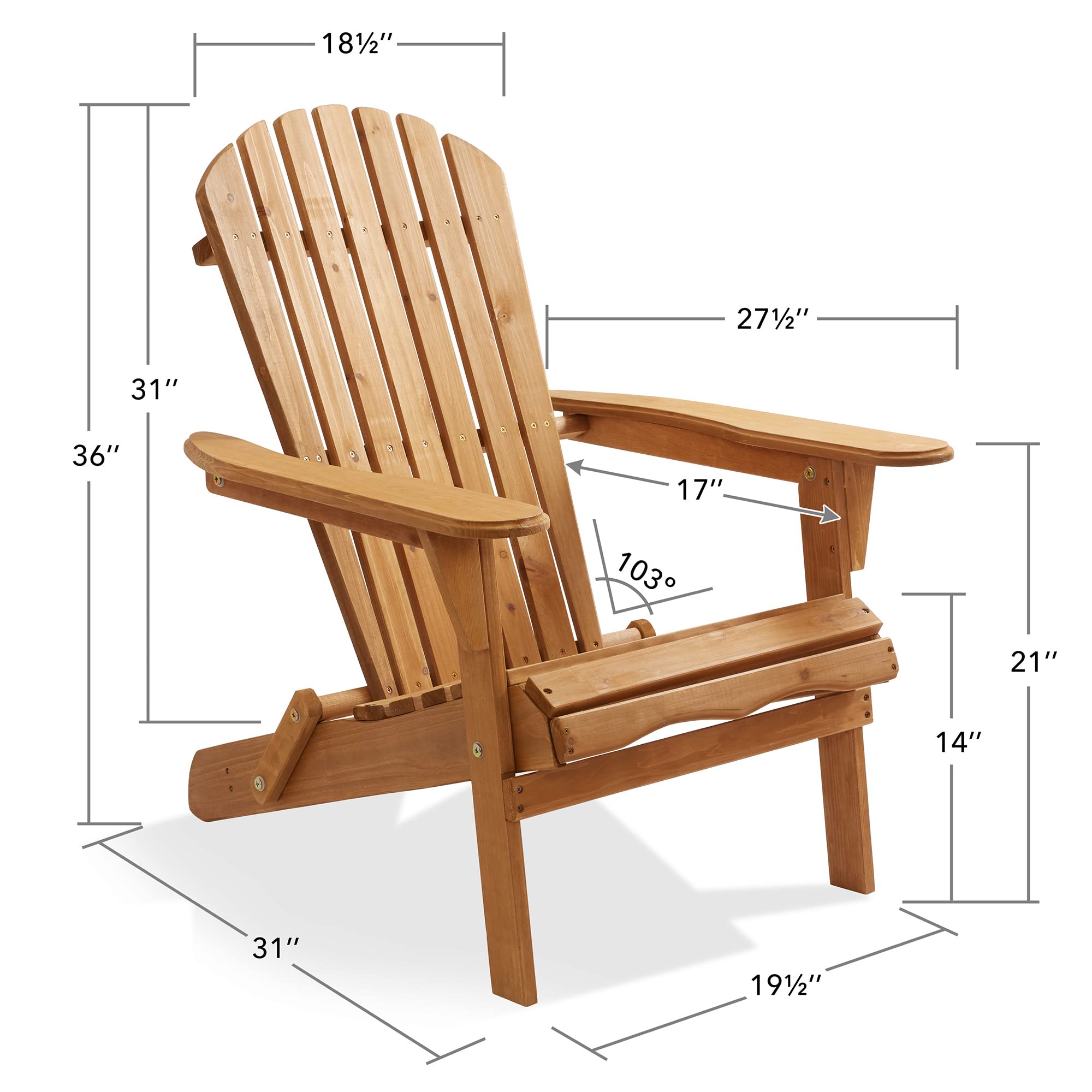 Amazon.com: Casafield Folding Adirondack Chair, Cedar Wood Outdoor